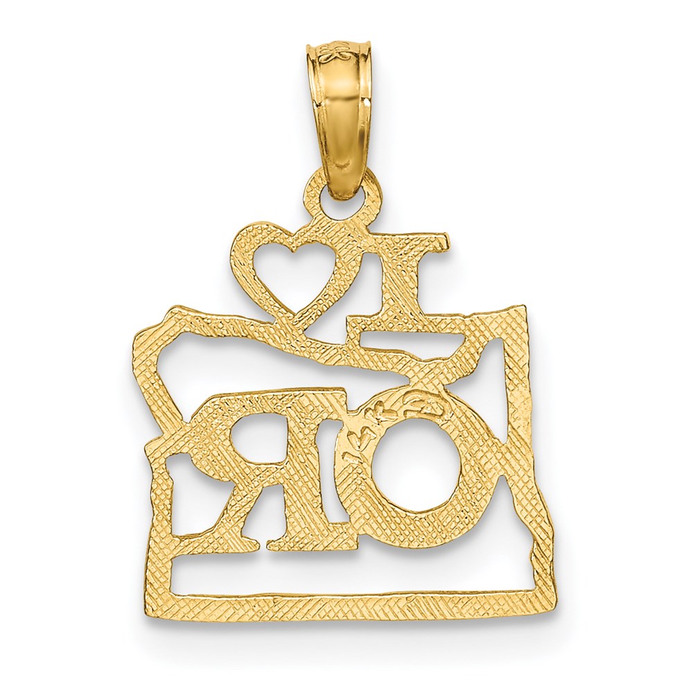 14k Solid I HEART OR Oregon State Pendant (0.7 grams)