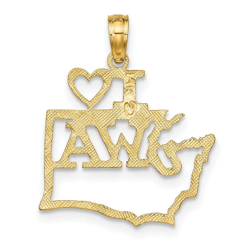 14k Solid I HEART WA Washington State Pendant (0.84 grams)