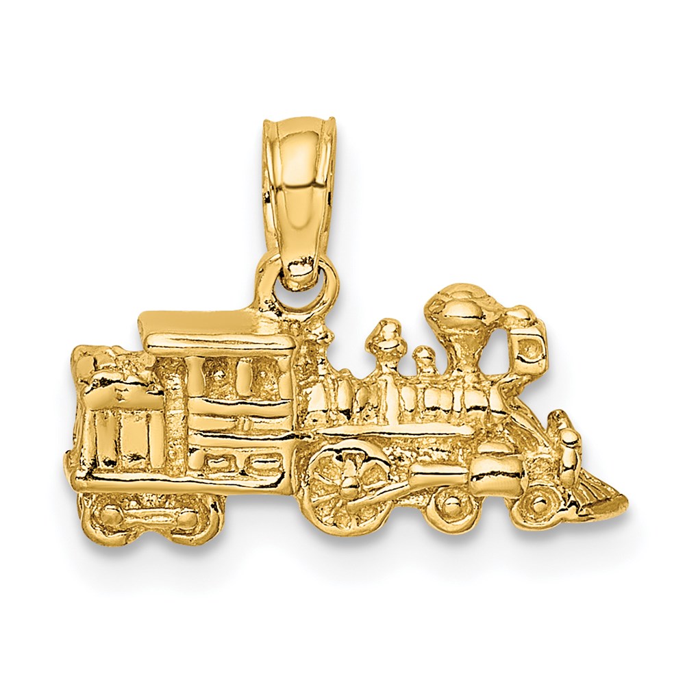 14k Yellow Gold 16.3 mm 3-D Miniature Train Charm (2.51 grams)