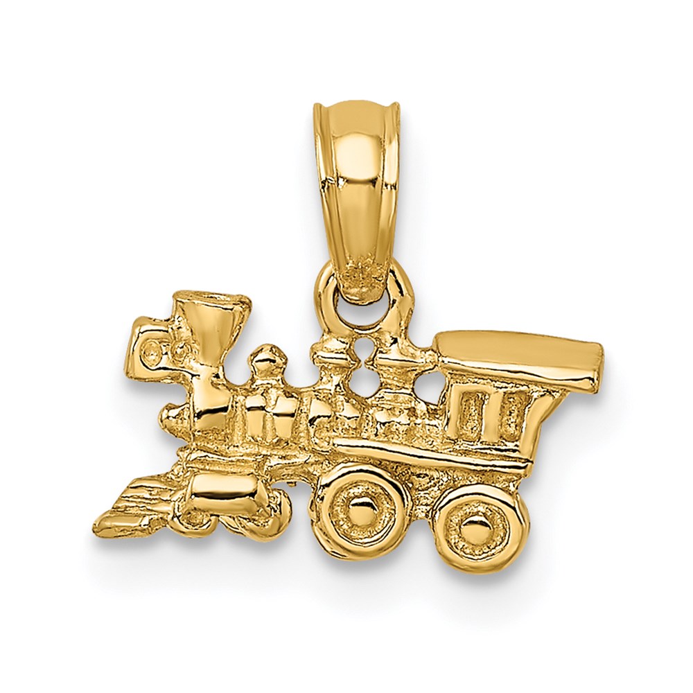 14k Yellow Gold 13.3 mm 3-D Miniature Train Charm (1.46 grams)