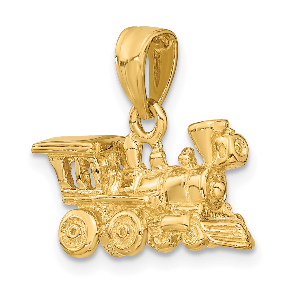 14k Yellow Gold 13.3 mm 3-D Miniature Train Charm (1.46 grams)