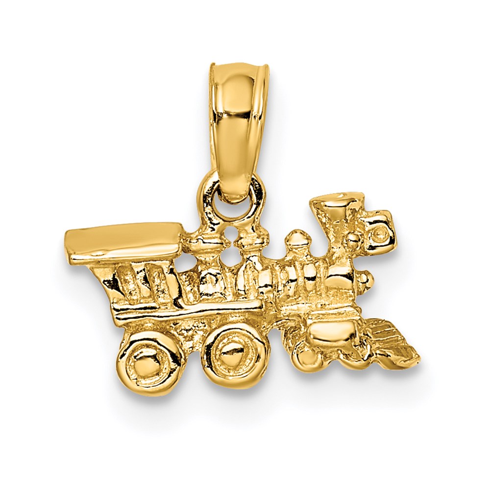 14k Yellow Gold 13.3 mm 3-D Miniature Train Charm (1.46 grams)