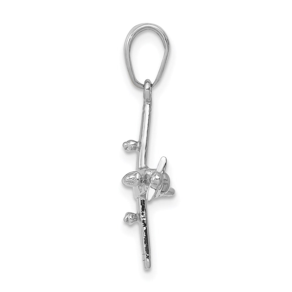 14k White Gold 19 mm 3-D Low-Wing Airplane Pendant (2.01 grams)