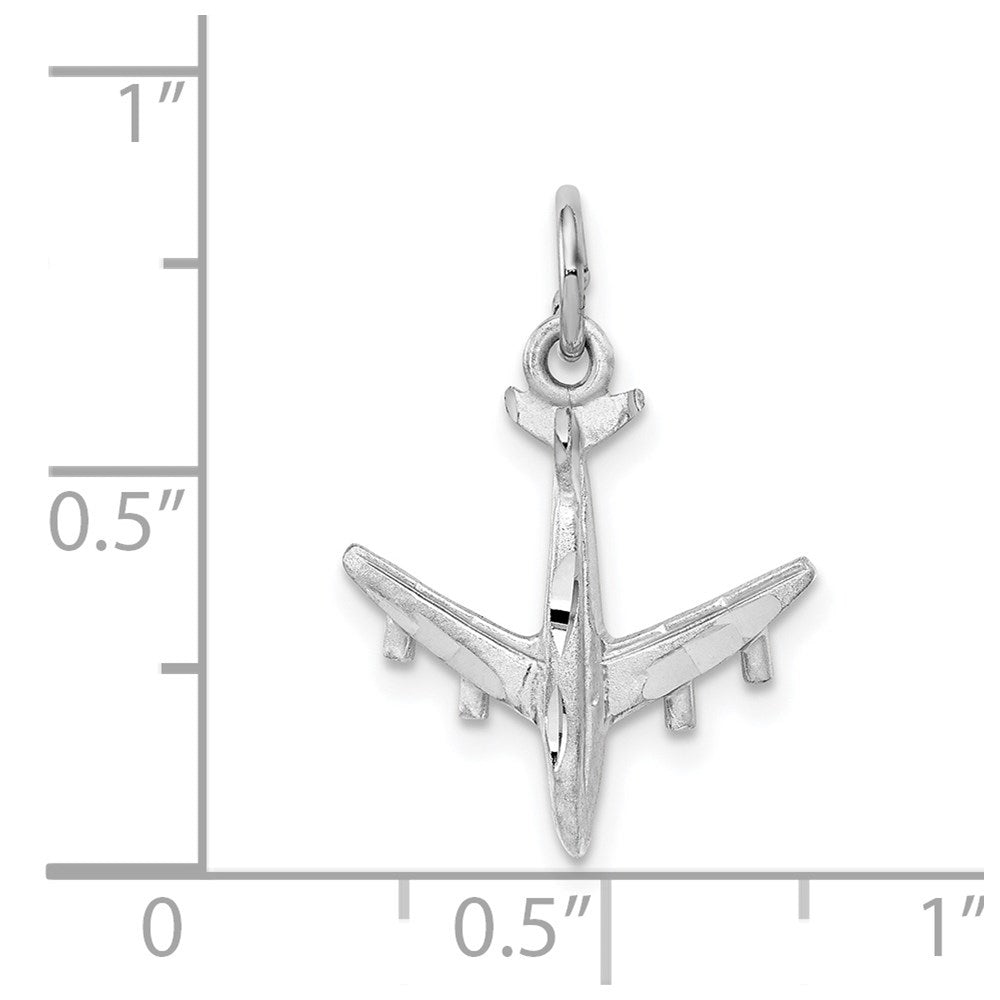 14k White Gold 16 mm 3-D Airplane Charm (1.04 grams)