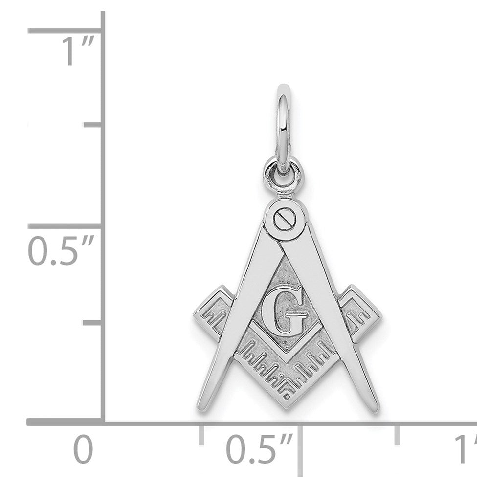 14k White Gold 11 mm Polished & Textured Masonic Symbol Charm (0.94 grams)