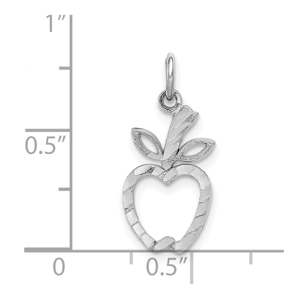 14k White Gold 10 mm Diamond-cut Apple Charm (0.58 grams)