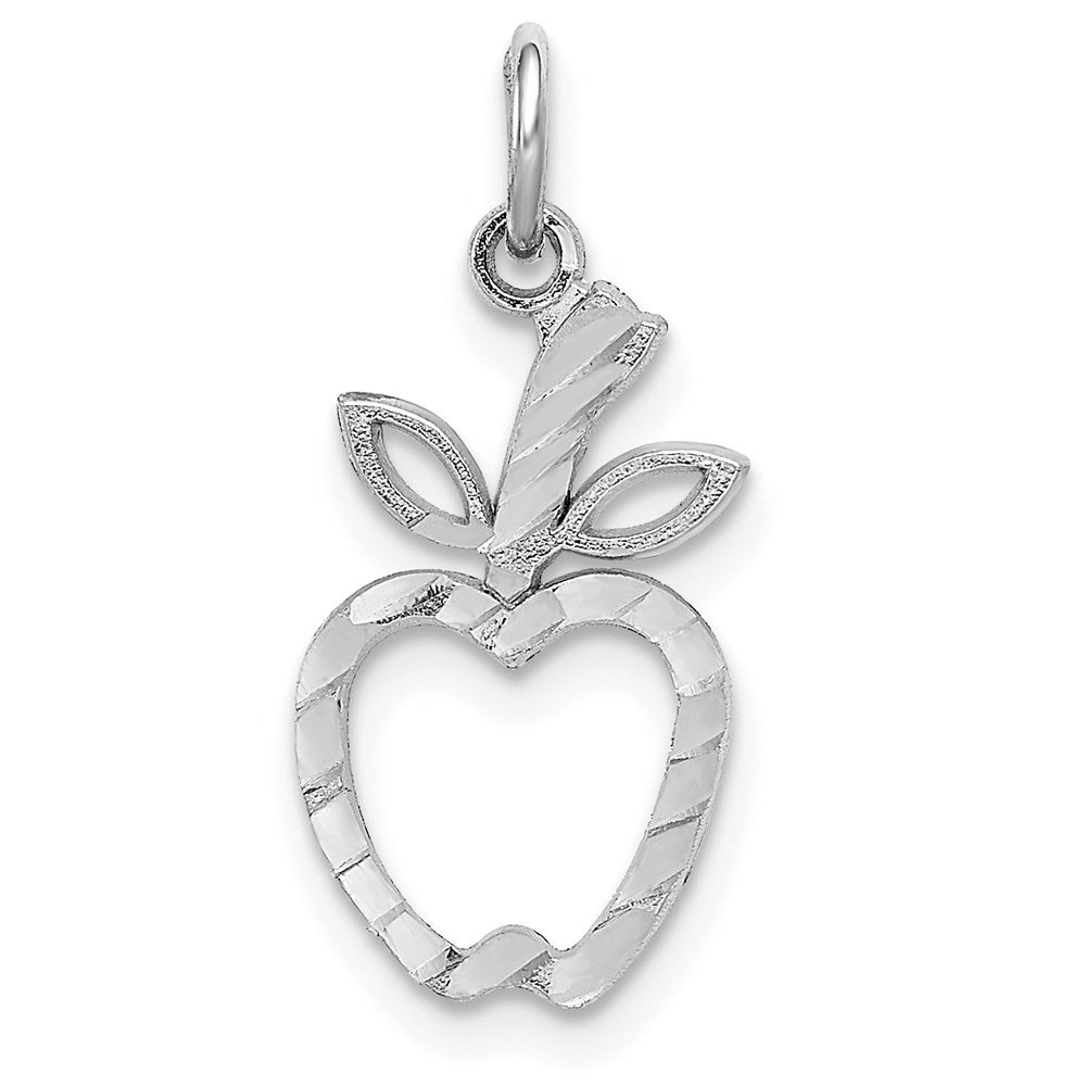 14k White Gold 10 mm Diamond-cut Apple Charm (0.58 grams)