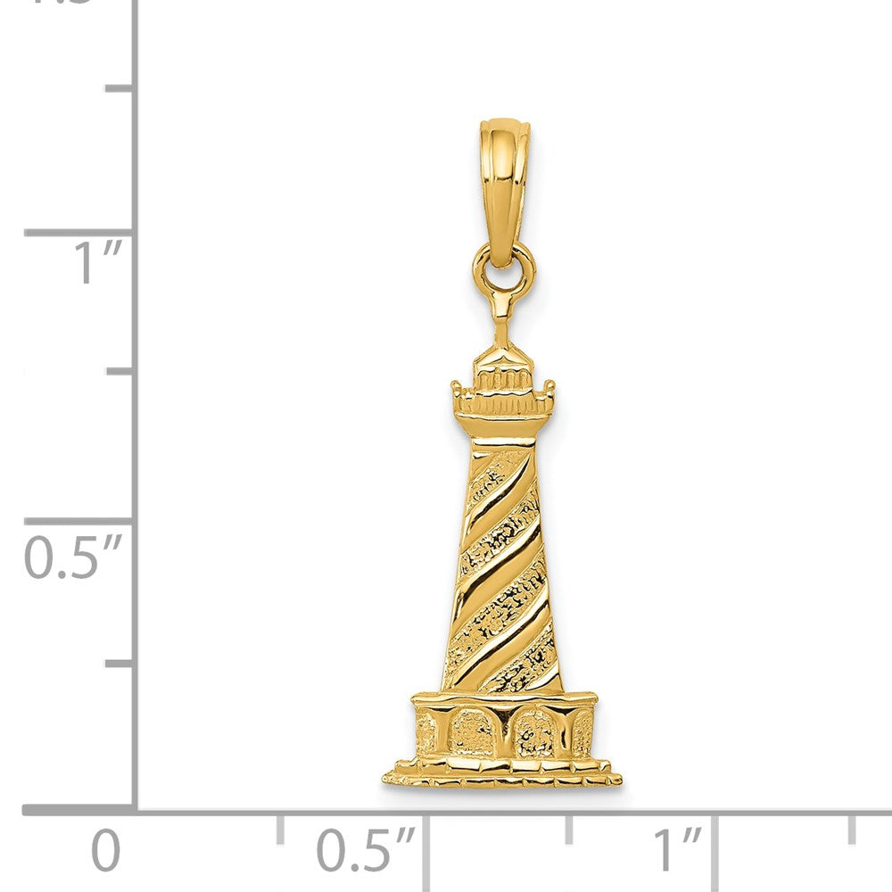 14k Yellow Gold 11 mm Lighthouse Pendant (1 grams)
