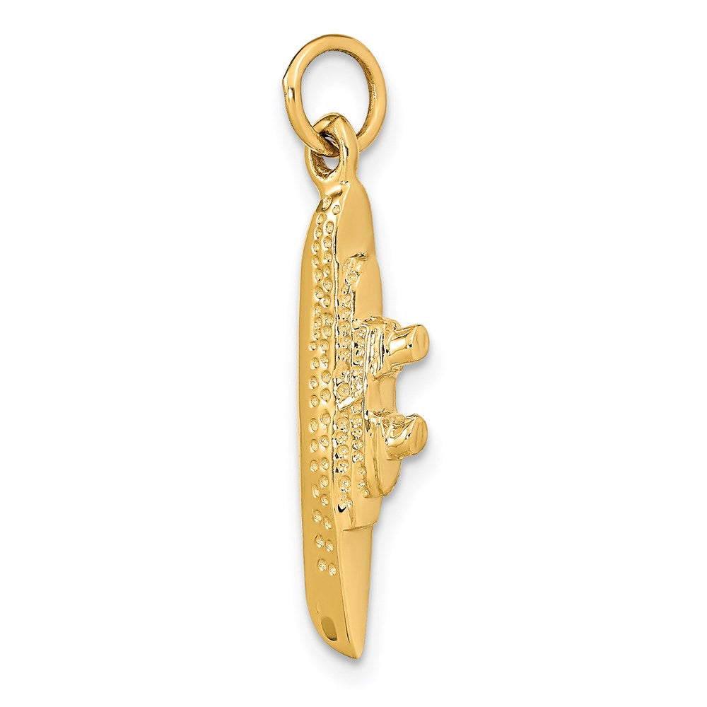 14k Yellow Gold 27.75 mm Solid Polished 3-D Cruise Ship Charm (2.61 grams)