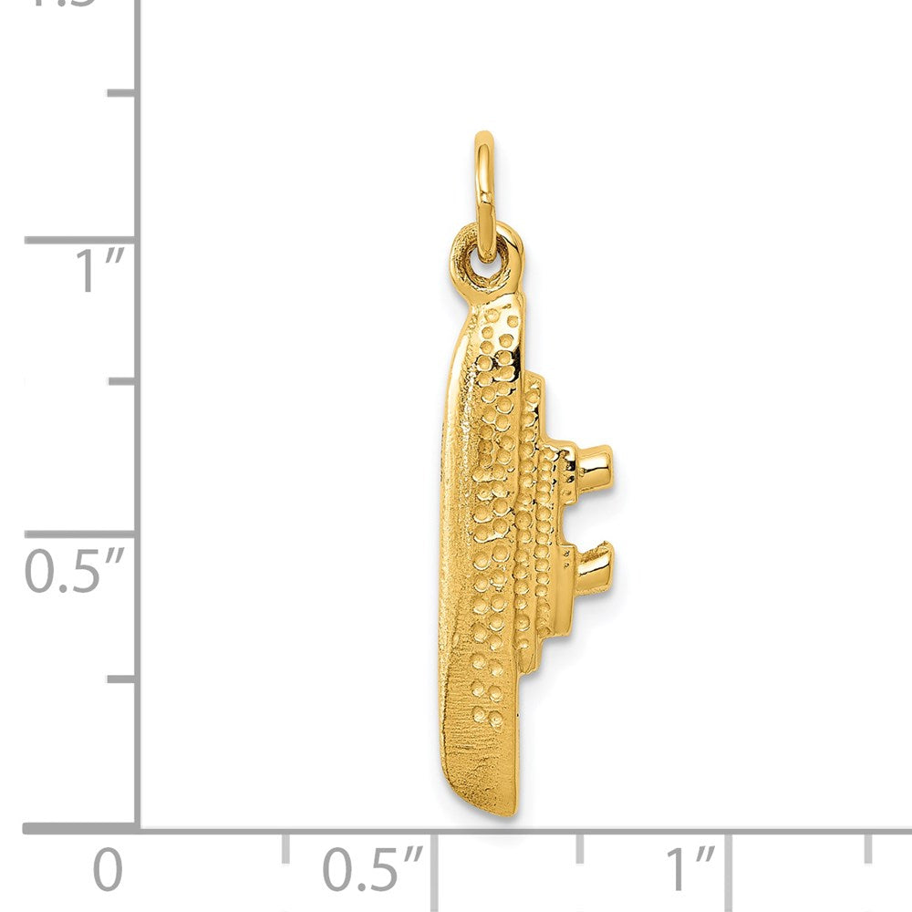 14k Yellow Gold 27.75 mm Solid Polished 3-D Cruise Ship Charm (2.61 grams)