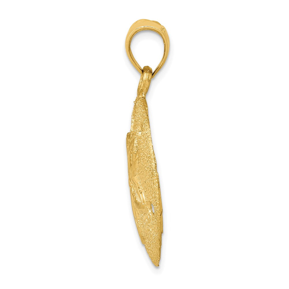 14k Yellow Gold 24 mm Solid Polished Laser-Cut Sand Dollar Pendant (3.83 grams)