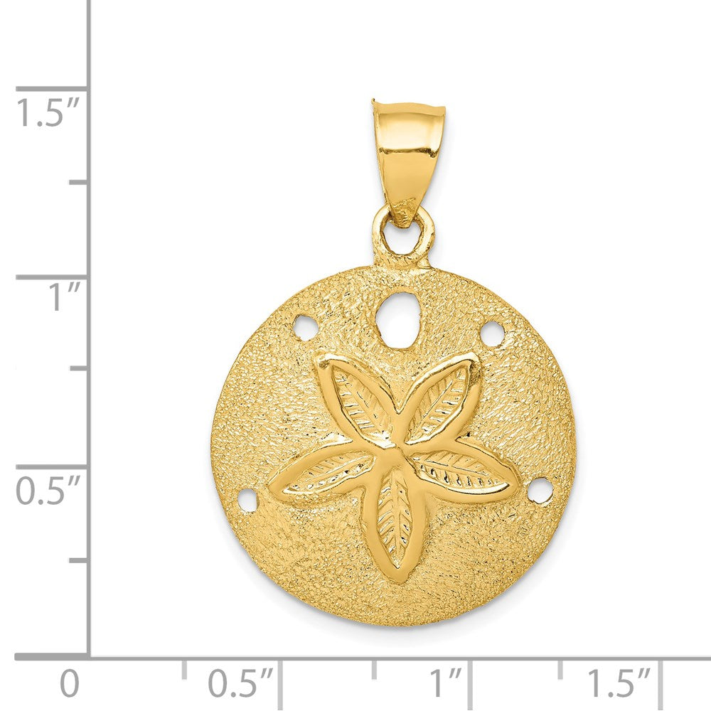 14k Yellow Gold 24 mm Solid Polished Laser-Cut Sand Dollar Pendant (3.83 grams)