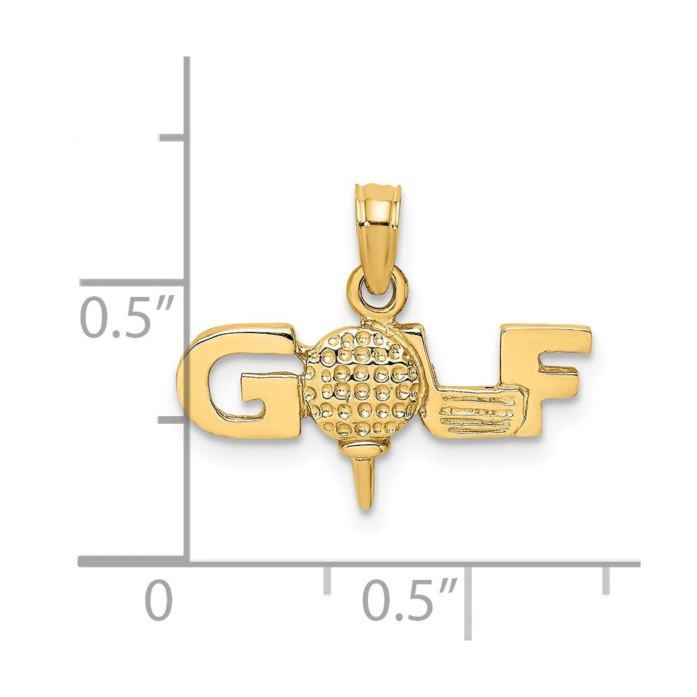 14k Yellow Gold 9.5 mm Solid Polished GOLF Charm (1.25 grams)