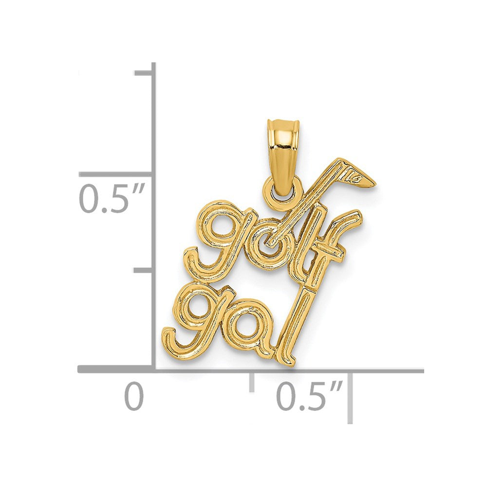 14k Yellow Gold 10.2 mm Solid Polished GOLF GAL Charm (0.69 grams)