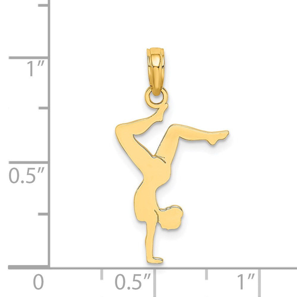 14k Yellow Gold 14.2 mm Solid Polished Gymnast Charm (0.78 grams)