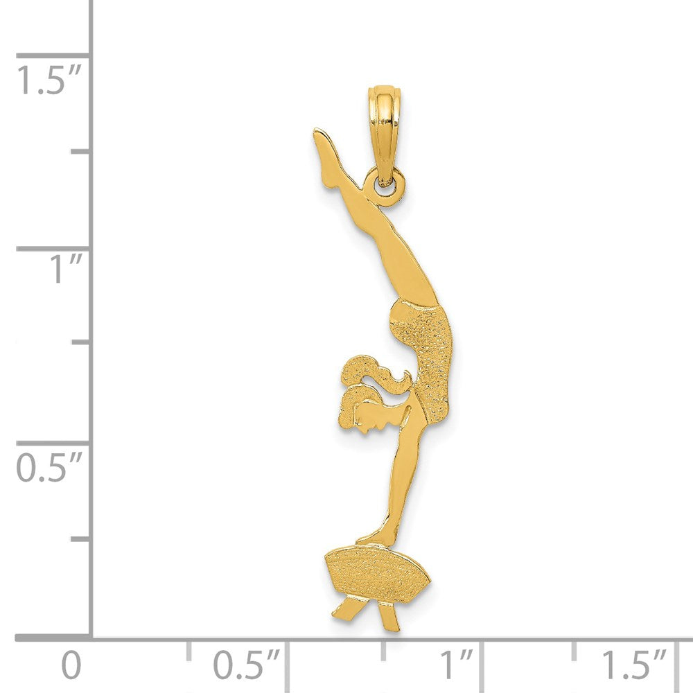 14k Yellow Gold 8 mm Solid Polished Gymnast Pendant (0.9 grams)