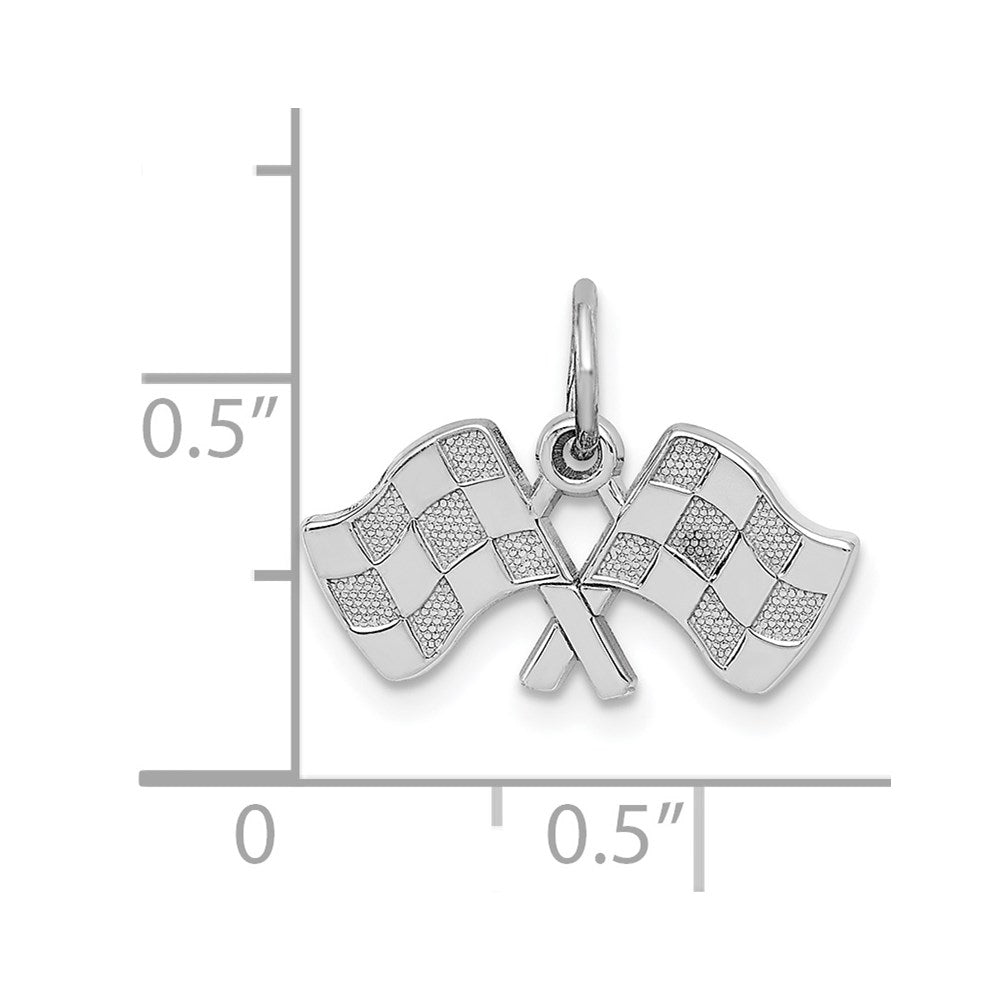 14k White Gold 19 mm Polished Checkered Flags Charm (0.95 grams)