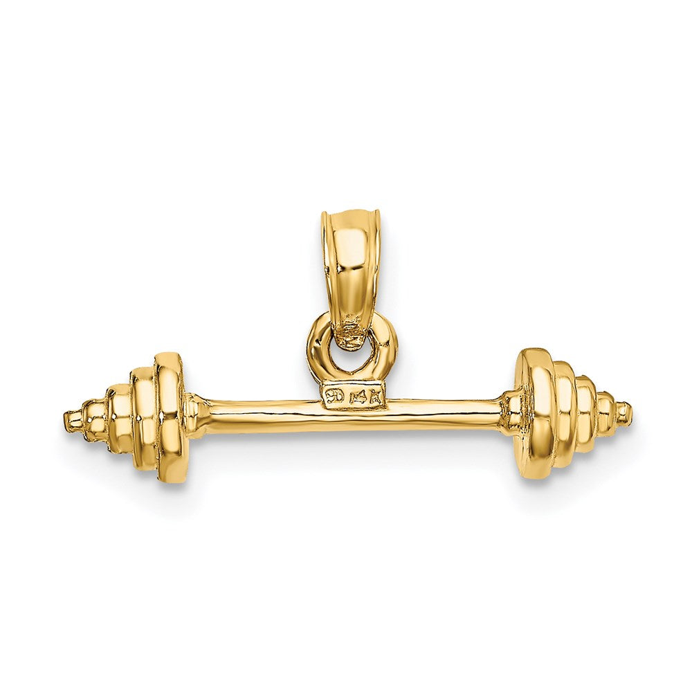 14k Yellow Gold 20 mm Solid Polished 3-D Dumbbell Charm (1.41 grams)