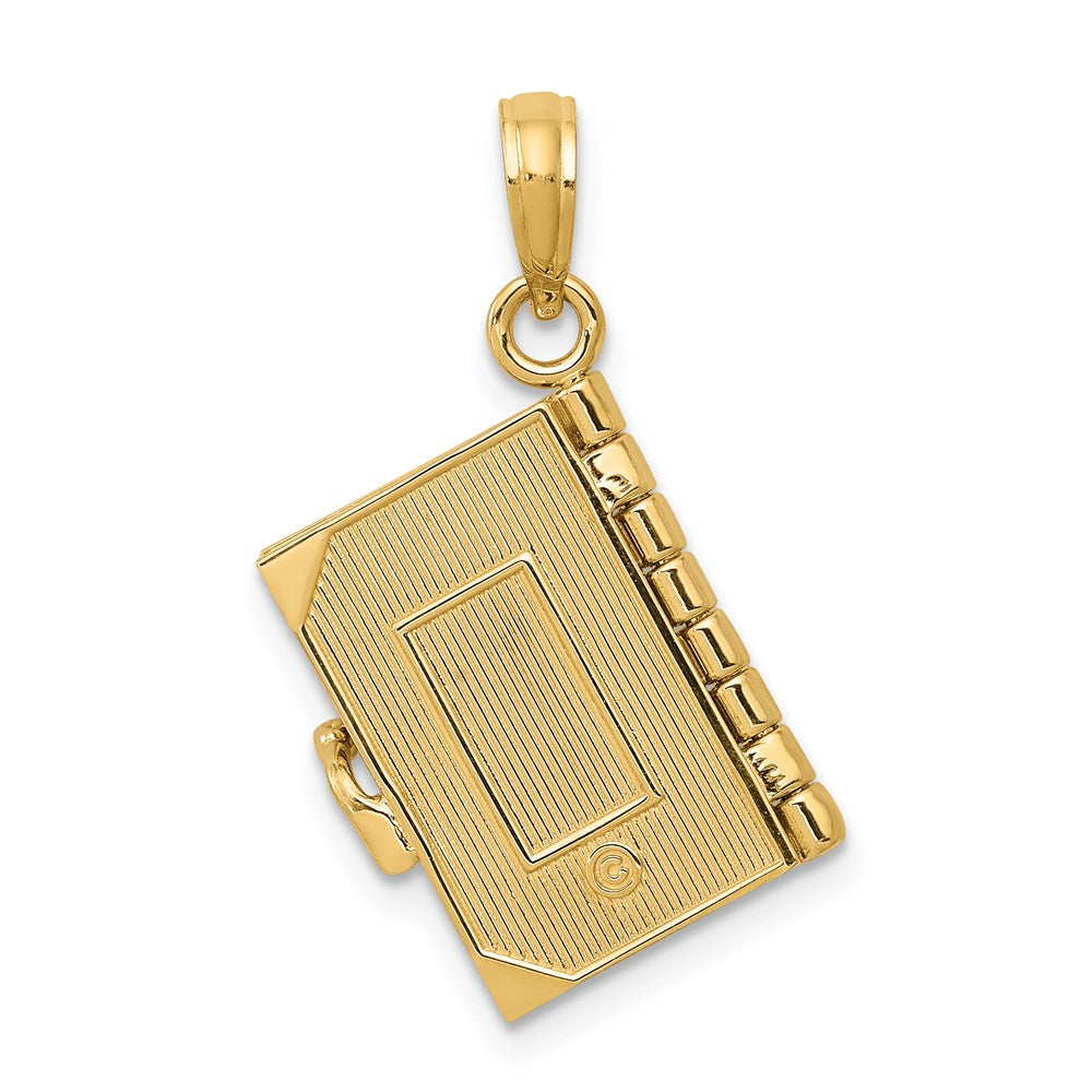 14k Yellow Gold 11 mm 3D Lords Prayer Bible Pendant (4.18 grams)