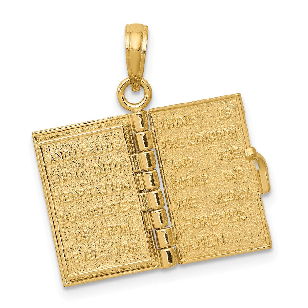 14k Yellow Gold 11 mm 3D Lords Prayer Bible Pendant (4.18 grams)
