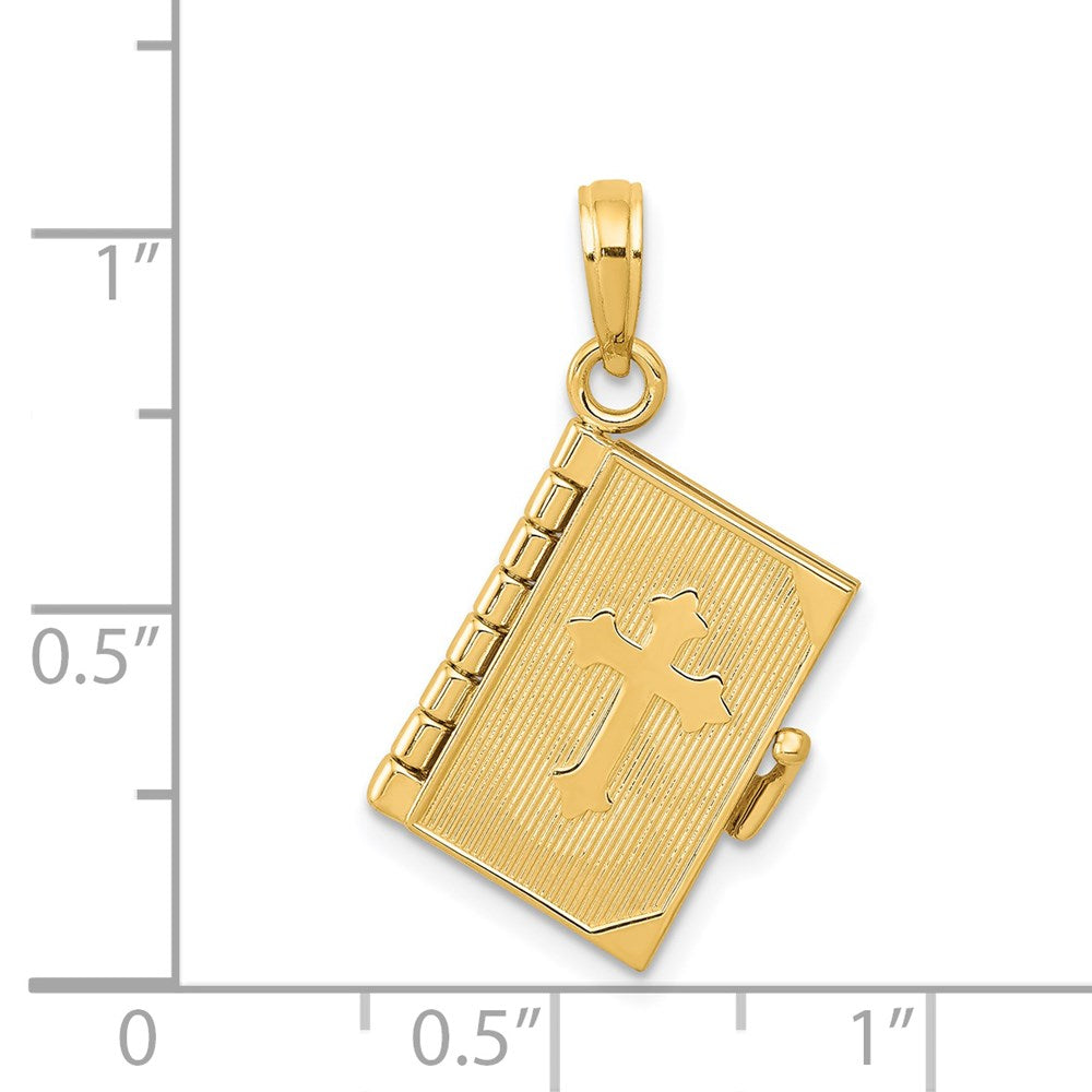 14k Yellow Gold 11 mm 3D Lords Prayer Bible Pendant (4.18 grams)