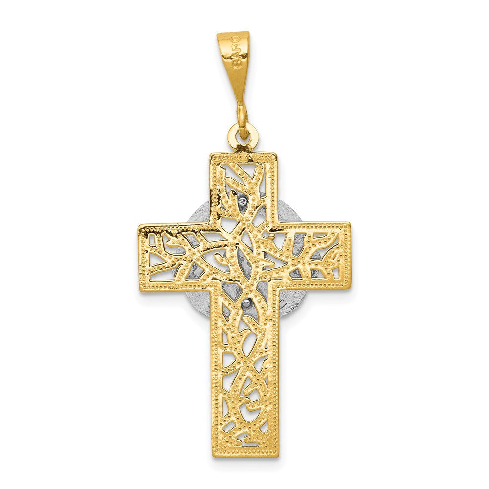 14k Two-tone 20 mm Claddagh Cross Pendant (2.95 grams)