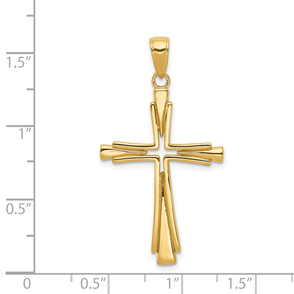 14k Yellow Gold 21.5 mm Polished Solid Cross Pendant (2.57 grams)