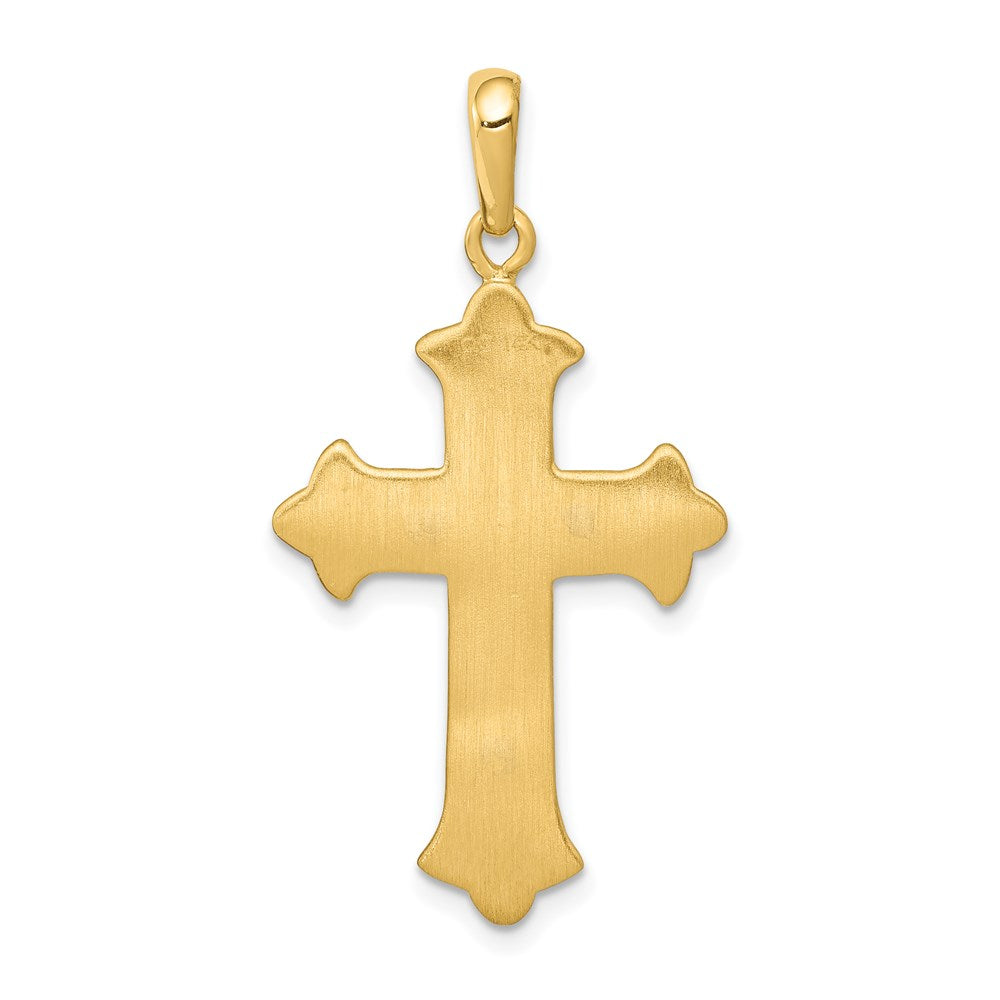 14k Two-tone 20 mm Fleur De Lis Cross Pendant (3.18 grams)