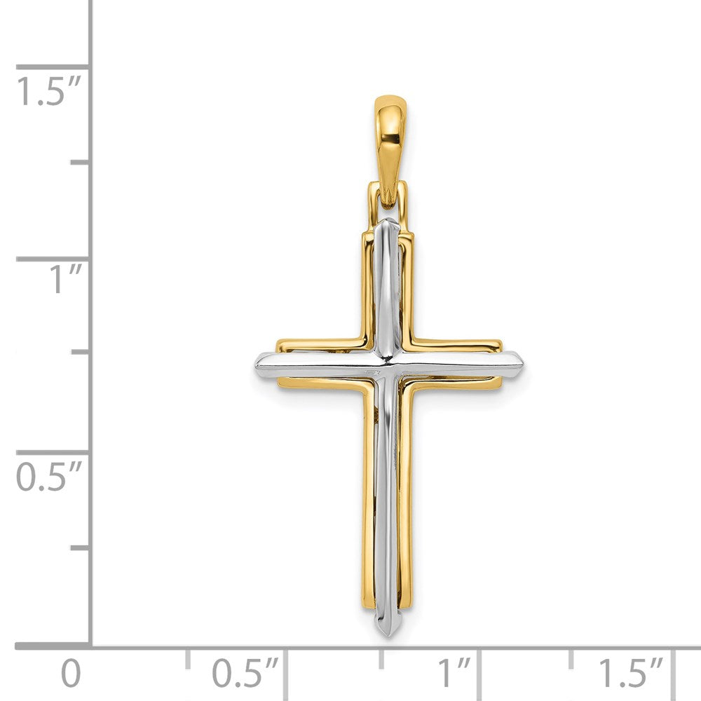 14k Two-tone 18 mm Fancy Cross Pendant (2.24 grams)