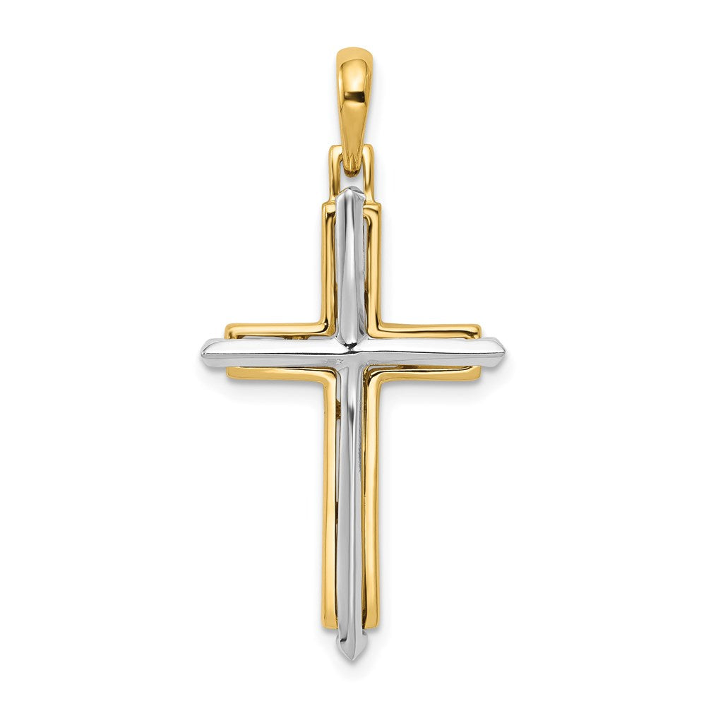 14k Two-tone 18 mm Fancy Cross Pendant (2.24 grams)