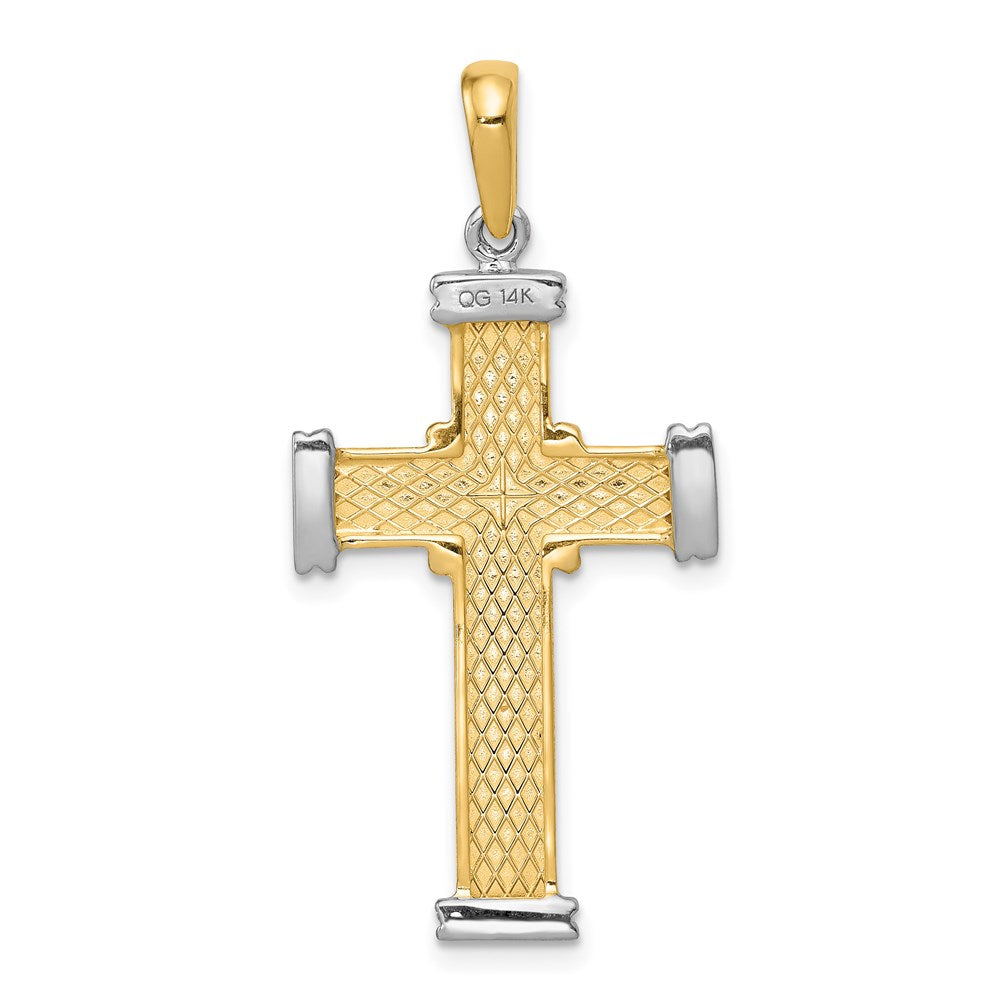 14k Two-tone 18.7 mm Fancy Cross Pendant (3.34 grams)