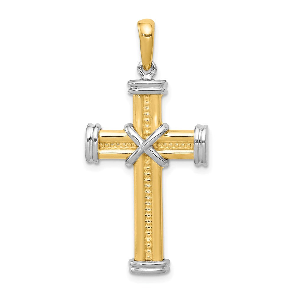 14k Two-tone 18.7 mm Fancy Cross Pendant (3.34 grams)