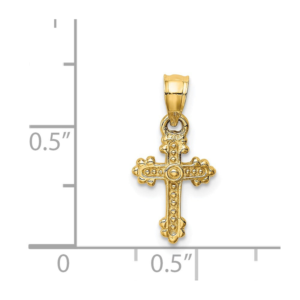 14k Yellow Gold 10 mm Tiny Budded Cross Charm (0.71 grams)