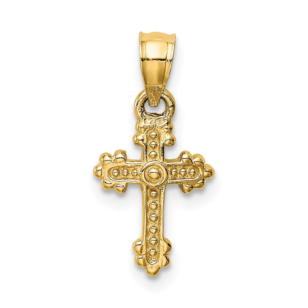 14k Yellow Gold 10 mm Tiny Budded Cross Charm (0.71 grams)