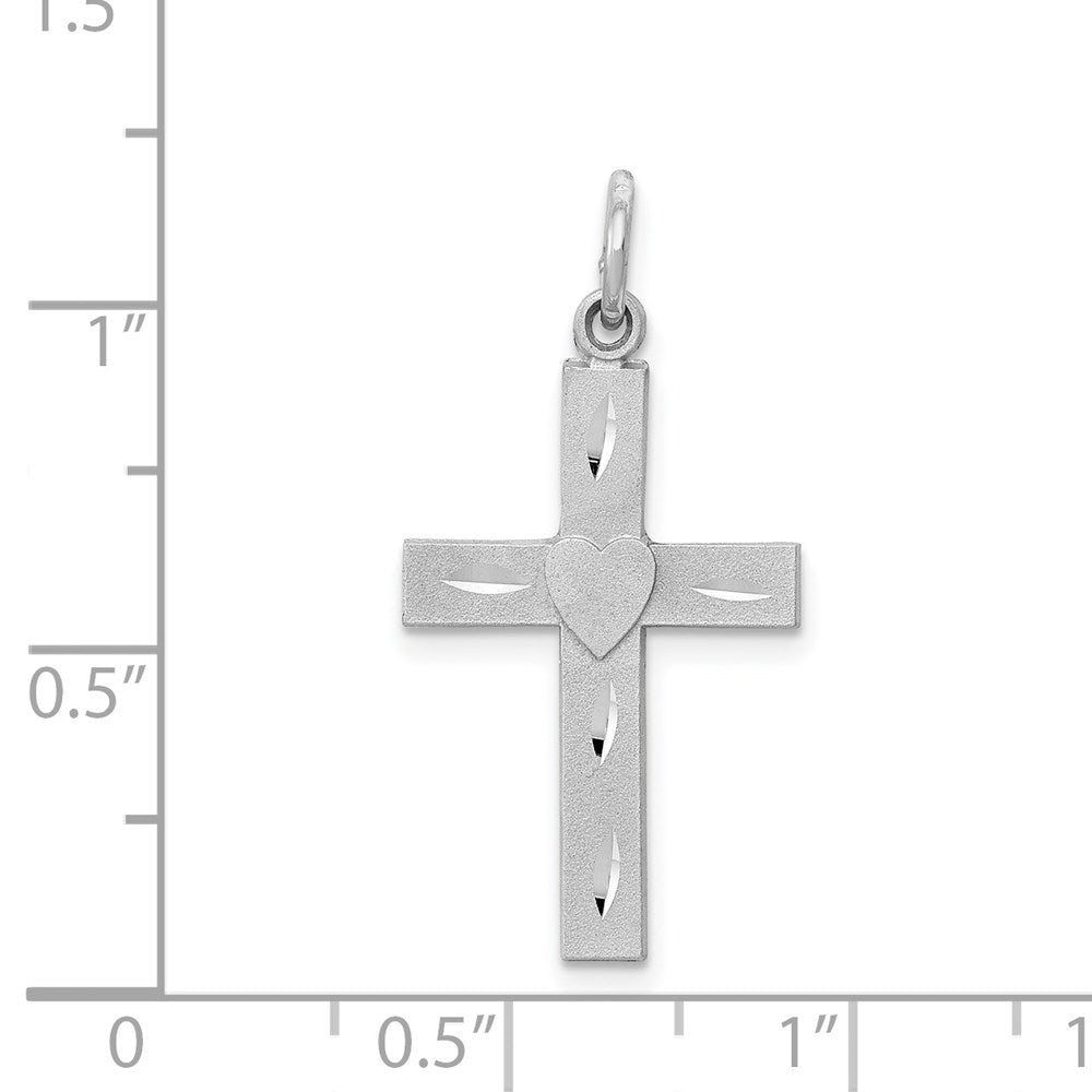 14k White Gold 14 mm Diamond-cut Latin Cross Charm (1.04 grams)