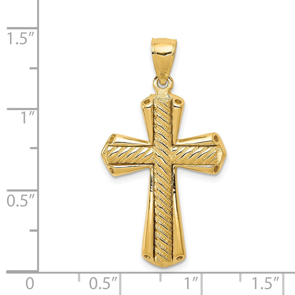 14k Yellow Gold 21 mm Twisted Cross Pendant (6.08 grams)