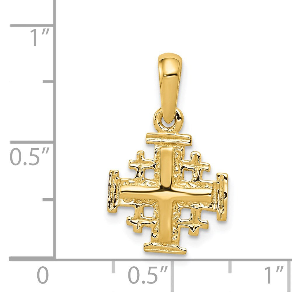 14k Yellow Gold 13 mm Jerusalem Cross Charm (1.45 grams)