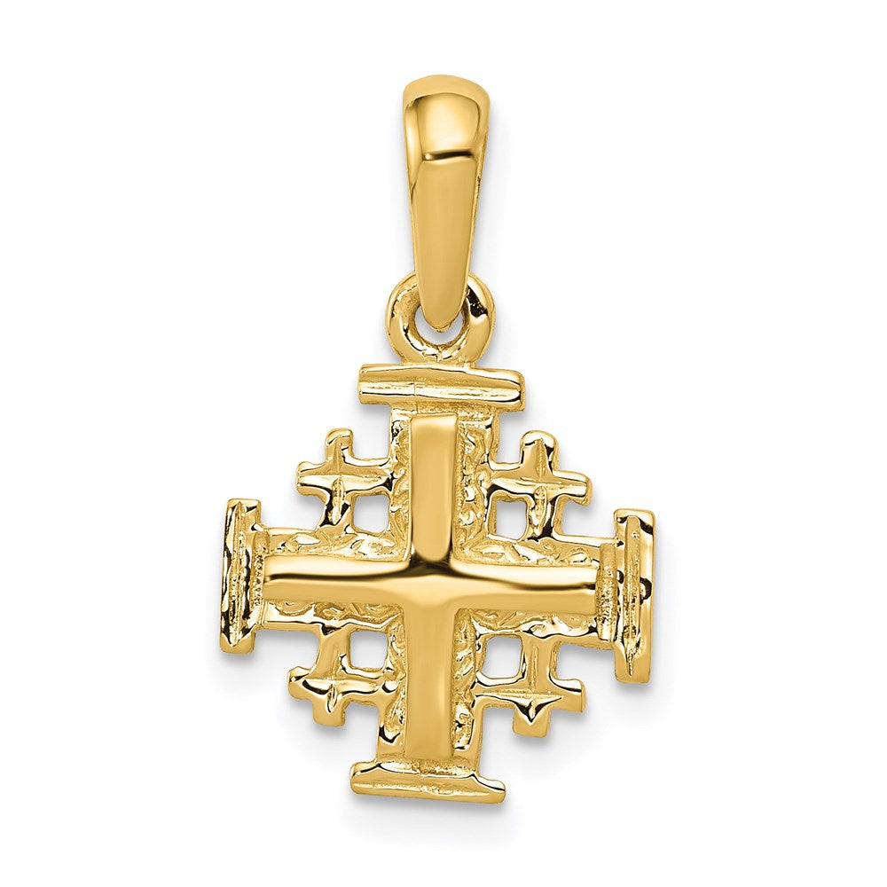 14k Yellow Gold 13 mm Jerusalem Cross Charm (1.45 grams)