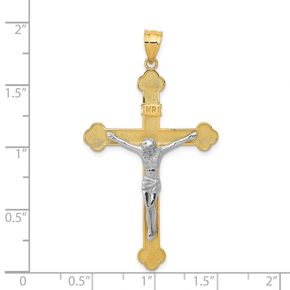 14k Two-tone 28 mm INRI Jesus Crucifix Pendant (4.16 grams)