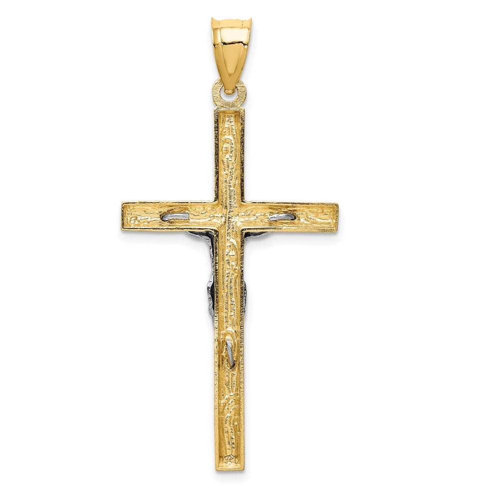 14k Two-tone 25 mm Jesus Crucifix Pendant (2.84 grams)