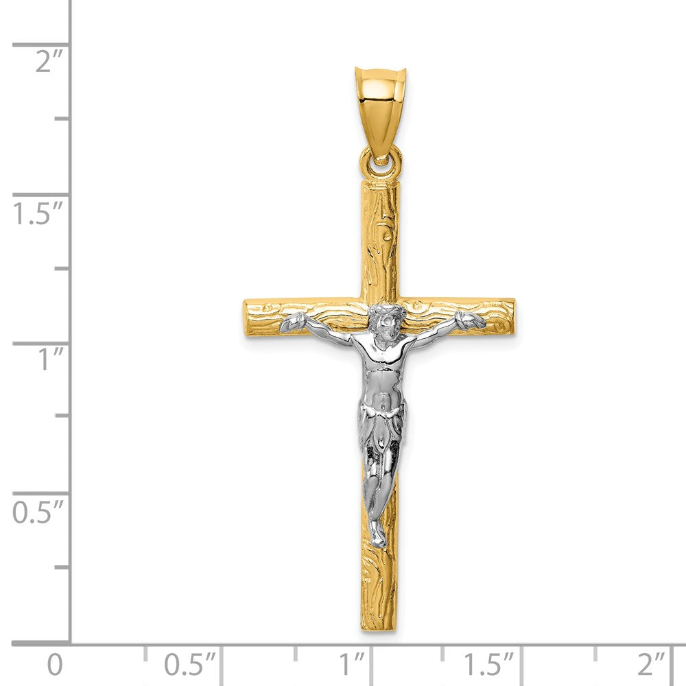 14k Two-tone 25 mm Jesus Crucifix Pendant (2.84 grams)