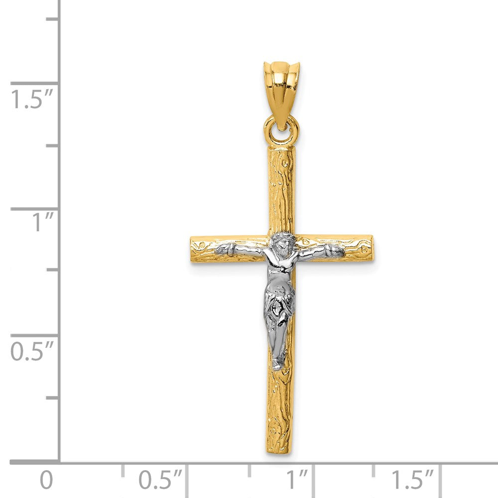 14k Two-tone 20 mm Jesus Crucifix Pendant (1.65 grams)