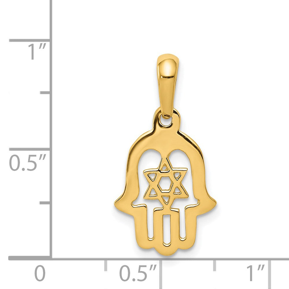 14k Yellow Gold 13 mm Star of David Chamseh Pendant (1.29 grams)