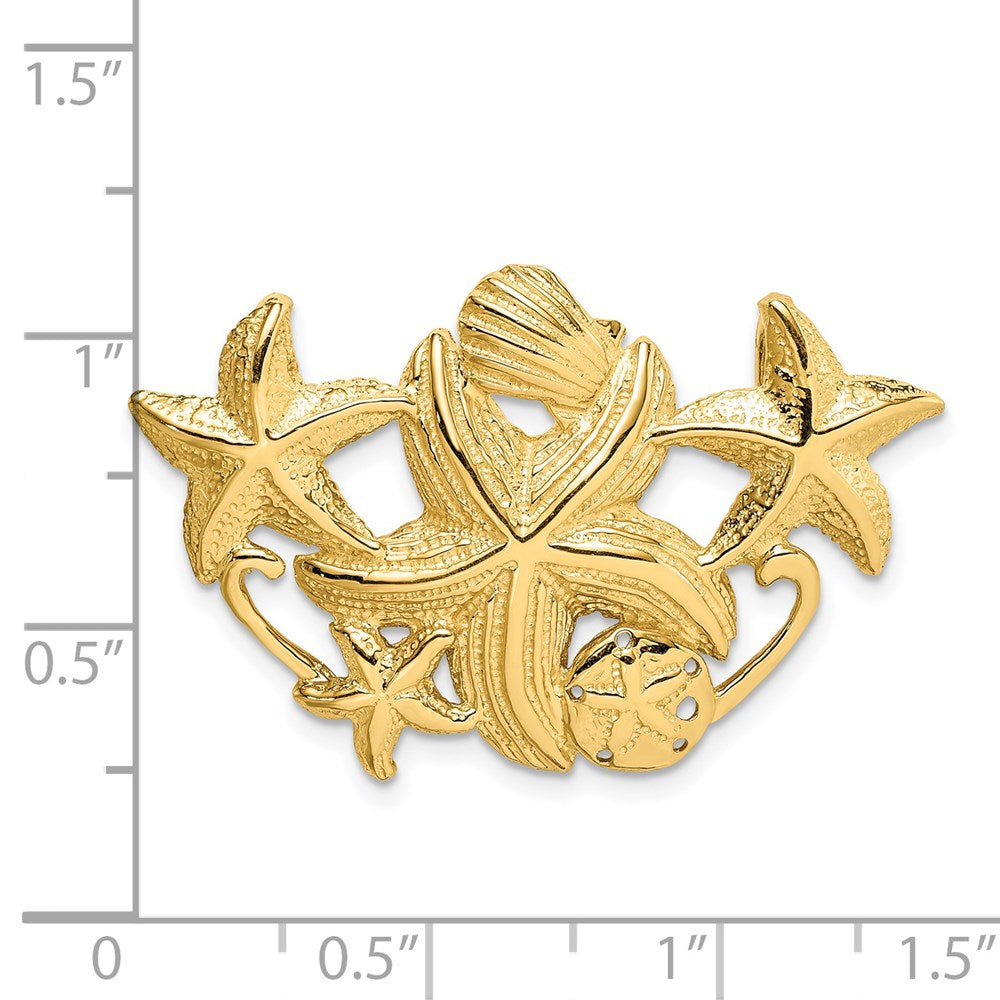 14k Yellow Gold 37.9 mm Starfish Cluster Slide (5.8 grams)