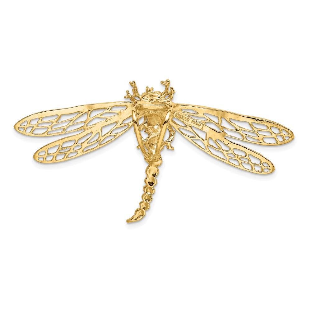 14k Yellow Gold 60 mm Cut-out Dragonfly Slide (4.89 grams)