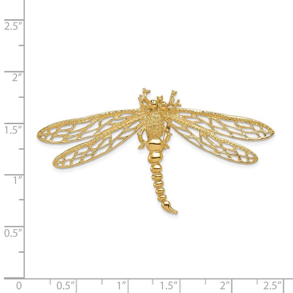 14k Yellow Gold 60 mm Cut-out Dragonfly Slide (4.89 grams)