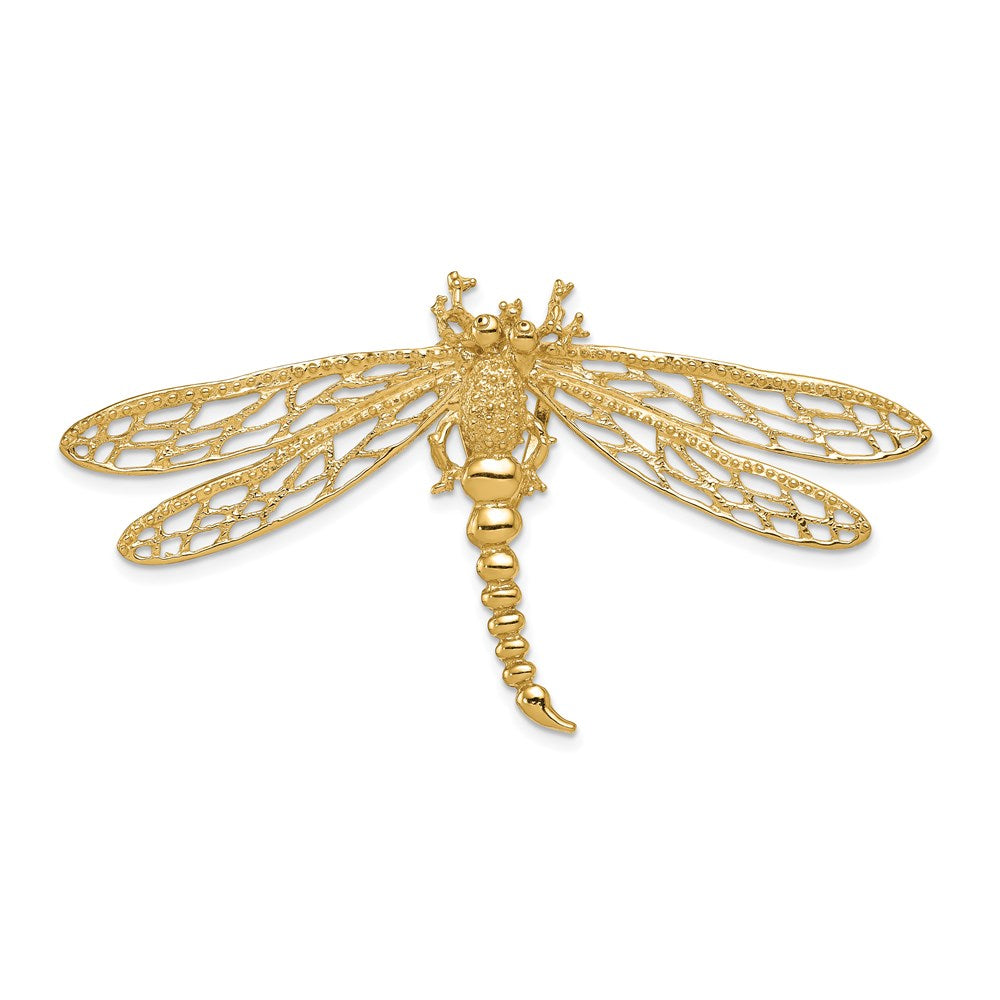 14k Yellow Gold 60 mm Cut-out Dragonfly Slide (4.89 grams)