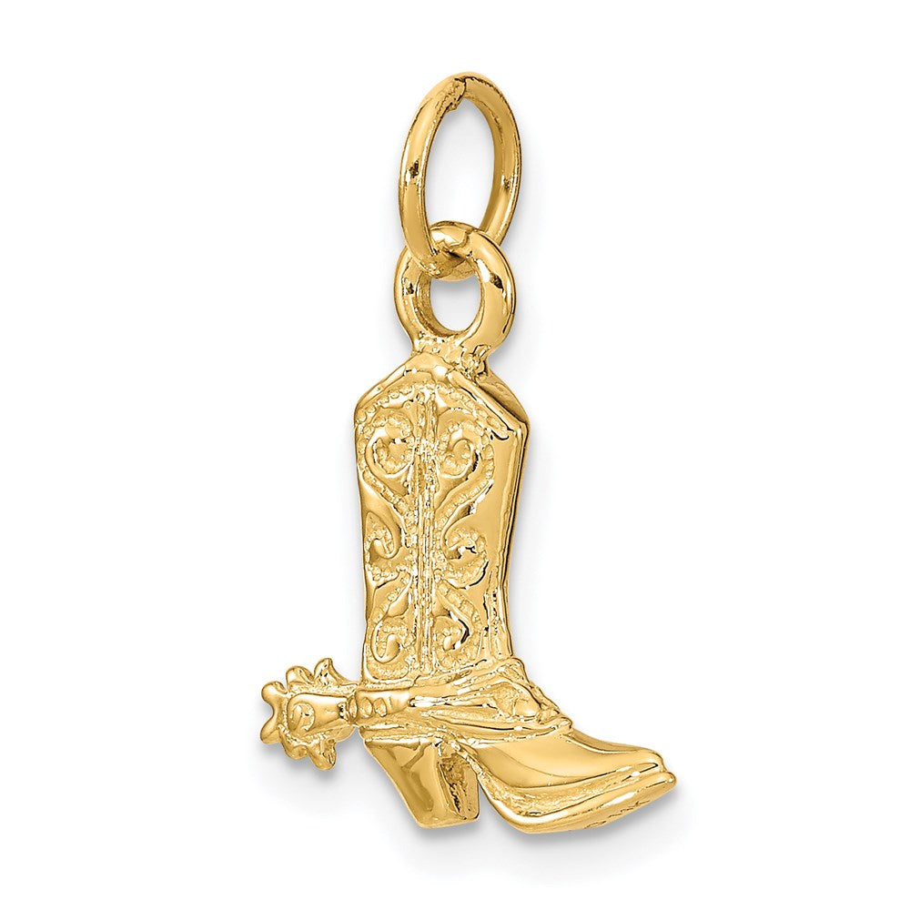 14k Yellow Gold 24 mm 3-D Cowboy Boot Pendant (1.75 grams)