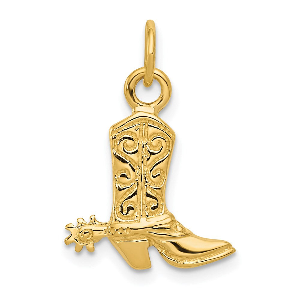 14k Yellow Gold 24 mm 3-D Cowboy Boot Pendant (1.75 grams)