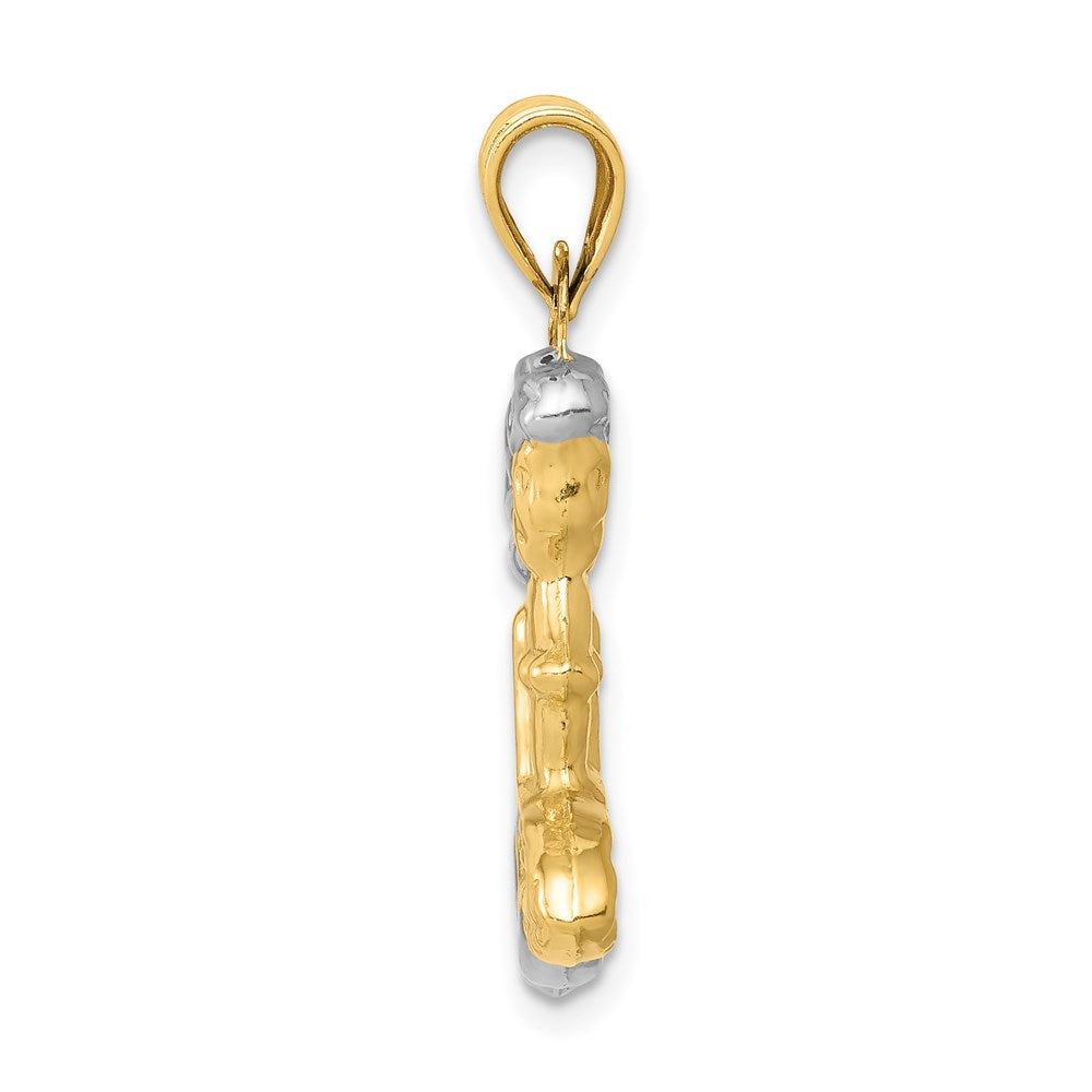 14k Yellow & Rhodium 14 mm  3-D Mermaid Pendant (0.88 grams)